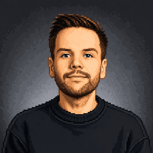 Pixel-art portrait of Daniel May