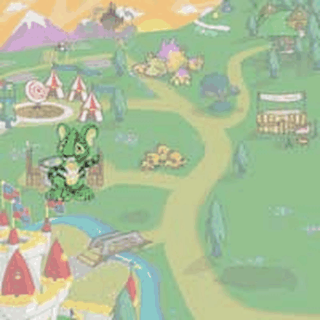 Neopets click-the-pet captcha: a Neopet overlaid on a busy background, the pet rendered as the darkest cluster of pixels